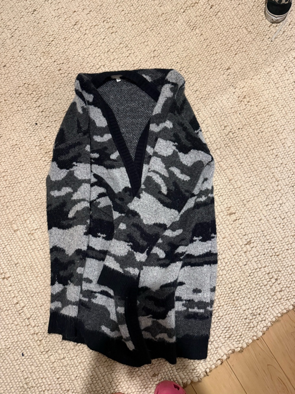 New directions Black and Gray Camo Knit Cardigan